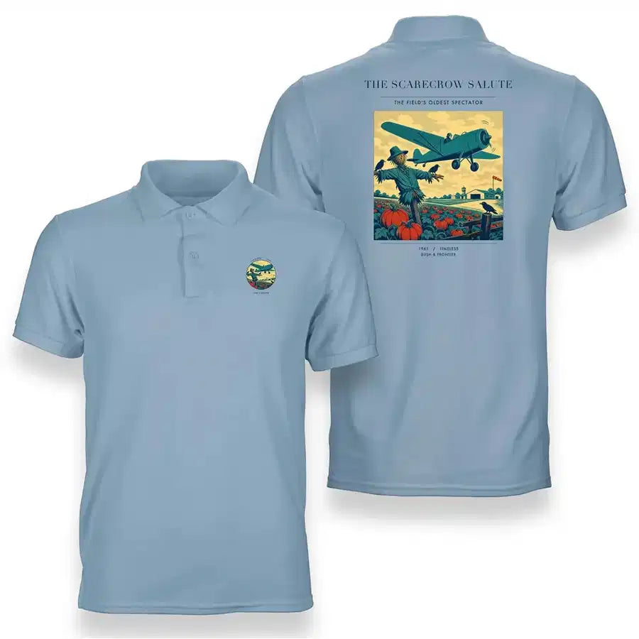 VINTAGE G4396 - The Scarecrow Salute - Double-Side Polo T-Shirt design on lightblue