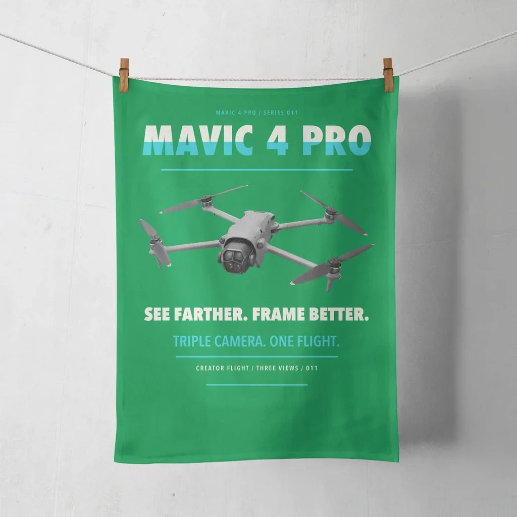 DJI Mavic 4 Pro design on green towel