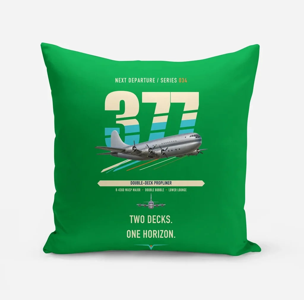Boeing 377 Stratocruiser design on green pillow