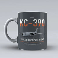 Thumbnail for Embraer KC-390 Millennium design on gray ceramic mug, double-side print