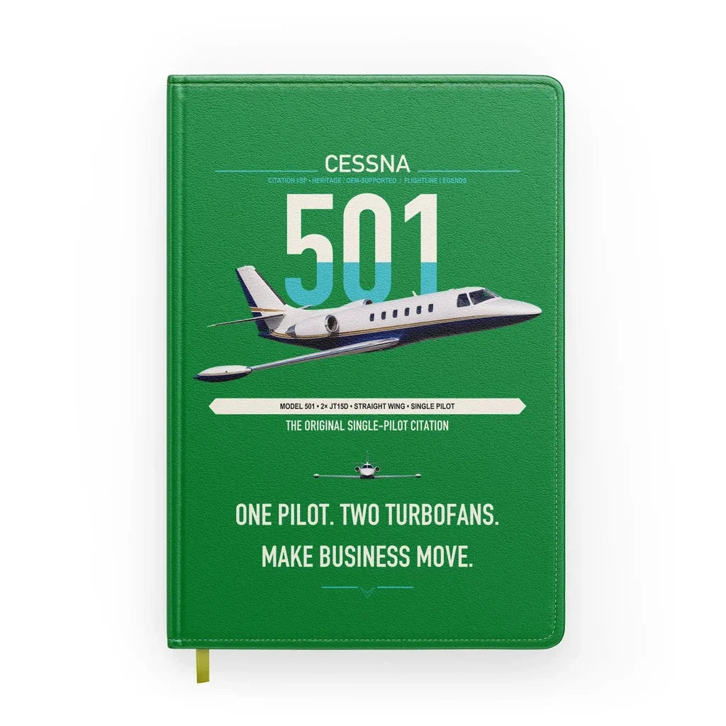 Cessna 501 Citation I SP design on green notebook