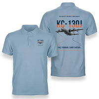 Thumbnail for KC-130J SUPER HERCULES design on light blue double-side polo t-shirt, double-side print