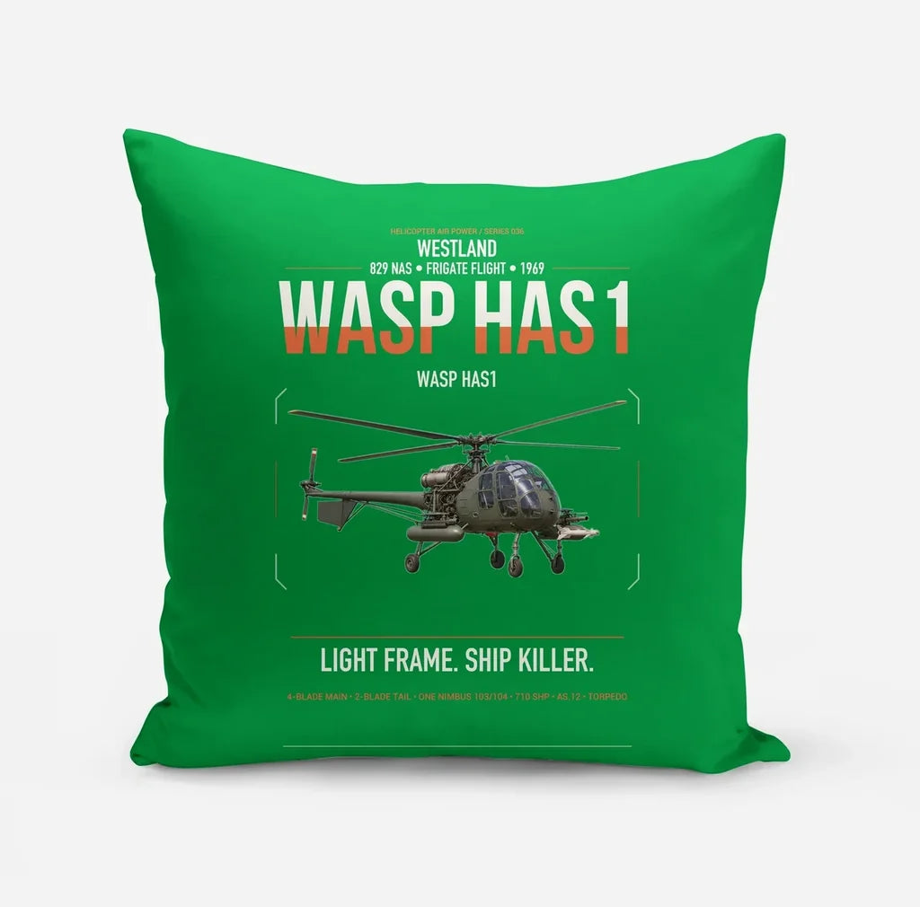 Westland Wasp HAS1 design on green pillow