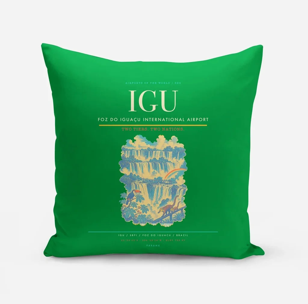 Foz do Iguaçu International Airport (IGU) design on green pillow