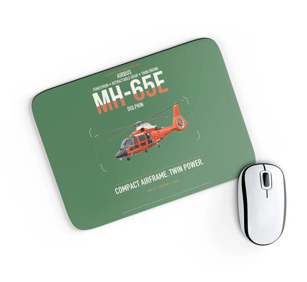 Airbus MH-65E Dolphin design on green rectangle mouse pad