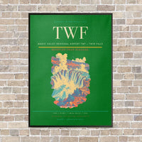 Thumbnail for Magic Valley Regional Airport TWF — Twin Falls vertical canvas print - framed - green background