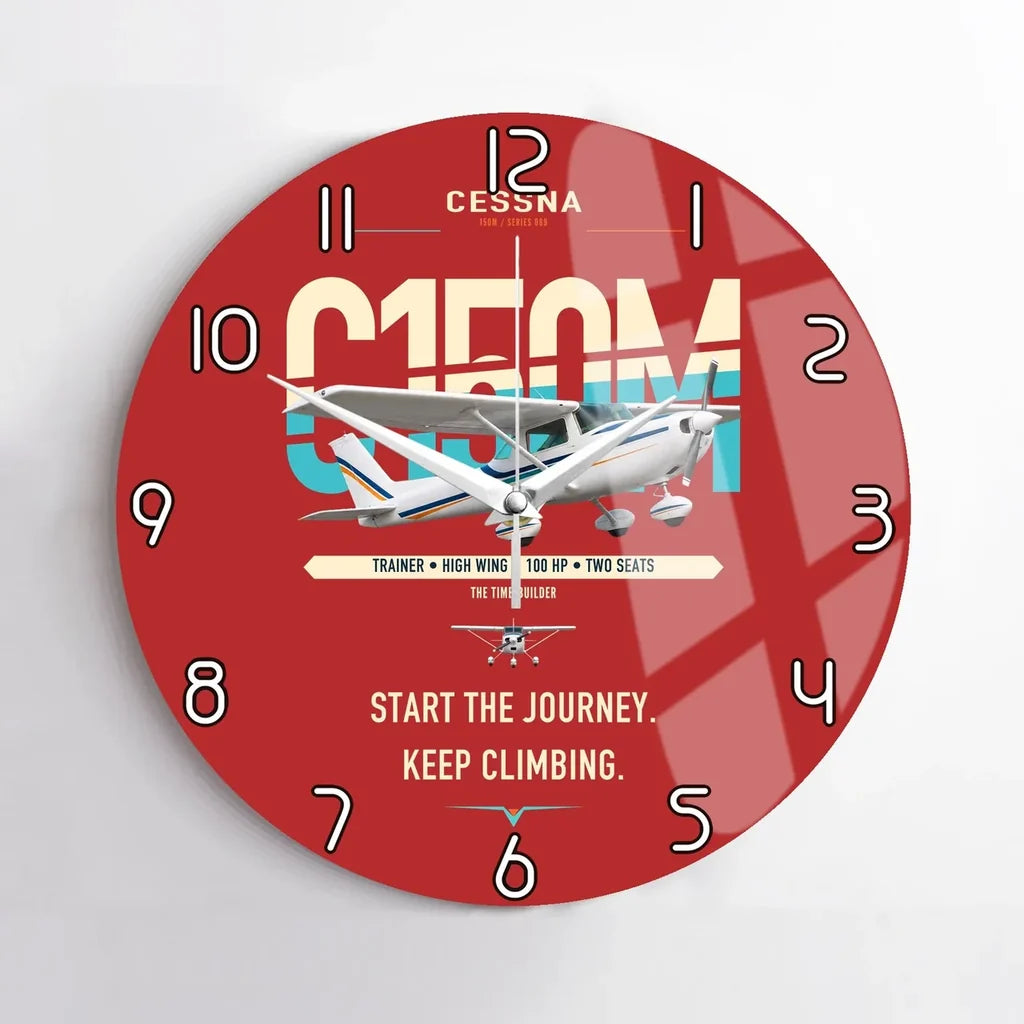 Cessna 150M design on red no frame wall clock