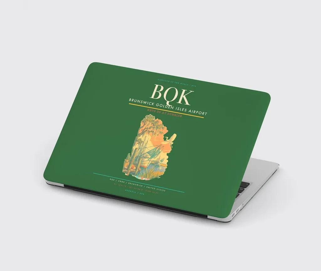 Brunswick Golden Isles Airport (BQK) design on green MacBook case