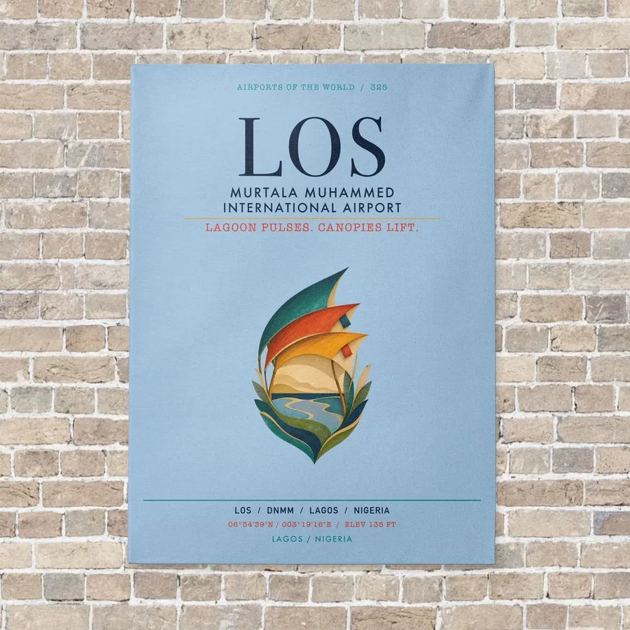 Murtala Muhammed International Airport LOS vertical canvas print - no frame - light blue background