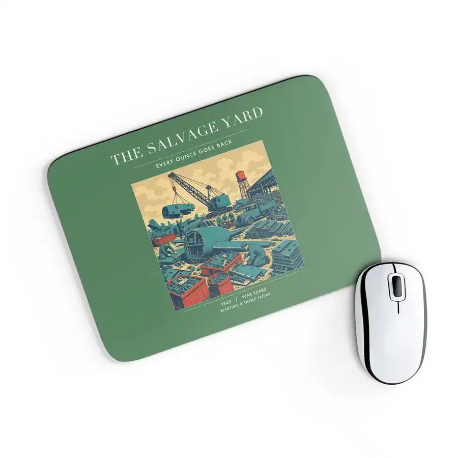 VINTAGE G4509 - The Salvage Yard - Designed Mouse Pads design on green rectangle