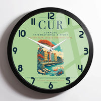 Thumbnail for Curaçao International Airport (CUR) design on light green framed wall clock