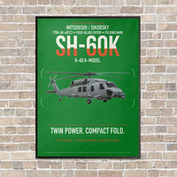 Thumbnail for Mitsubishi Sikorsky SH-60K vertical canvas print - framed - green background