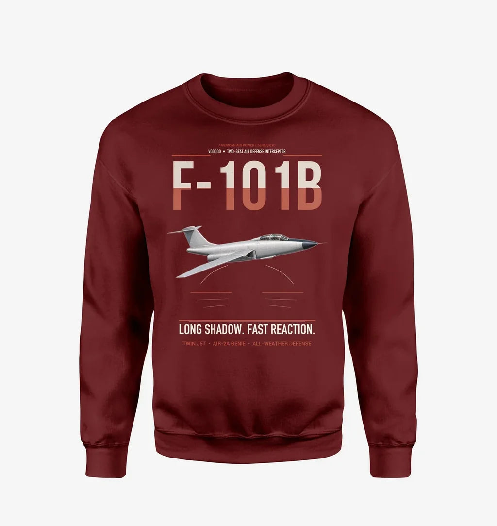 F-101B Voodoo design on wine red sweatshirt