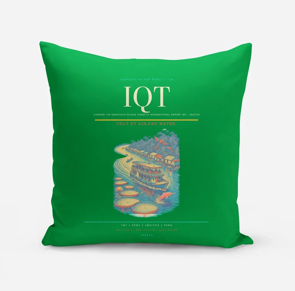 Coronel FAP Francisco Secada Vignetta International Airport (IQT) design on green pillow