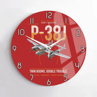 Thumbnail for P-38J Lightning design on red no frame wall clock