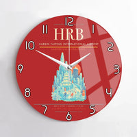 Thumbnail for Harbin Taiping International Airport (HRB) design on red no frame wall clock