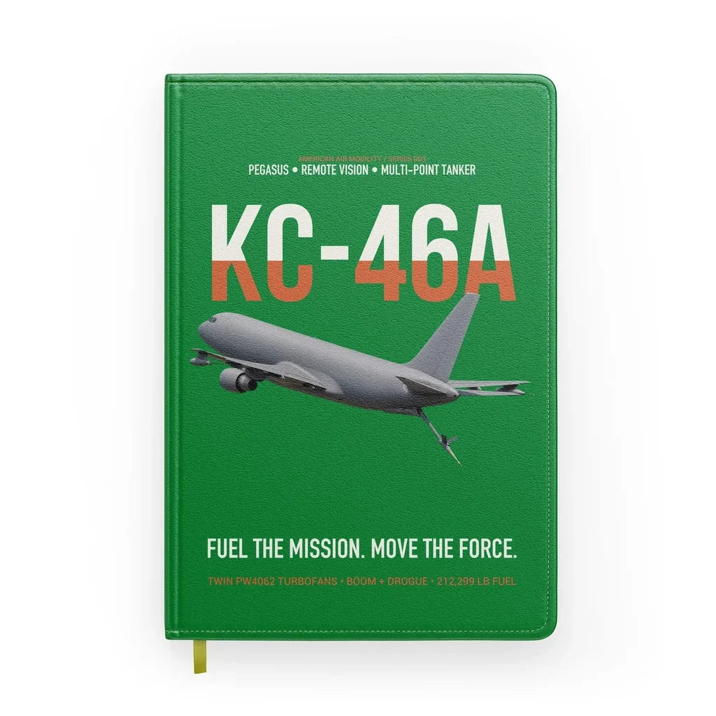 KC-46A PEGASUS design on green notebook