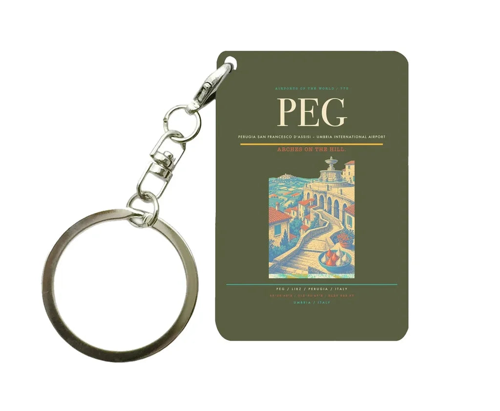 Perugia San Francesco d'Assisi – Umbria International Airport (PEG) design on green army key chain