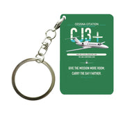 Thumbnail for Cessna Citation CJ3+ design on green designed key chain, double-side print