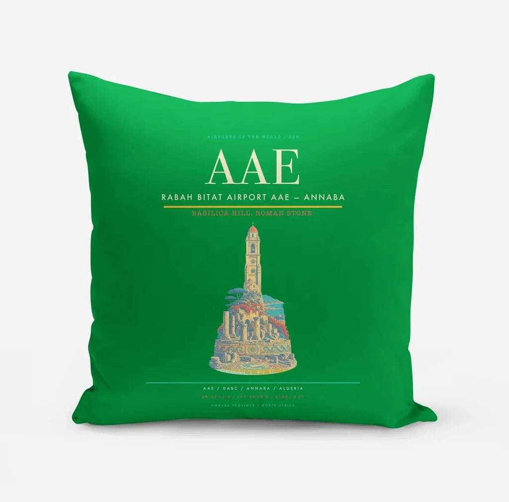 Rabah Bitat Airport (AAE) design on green pillow