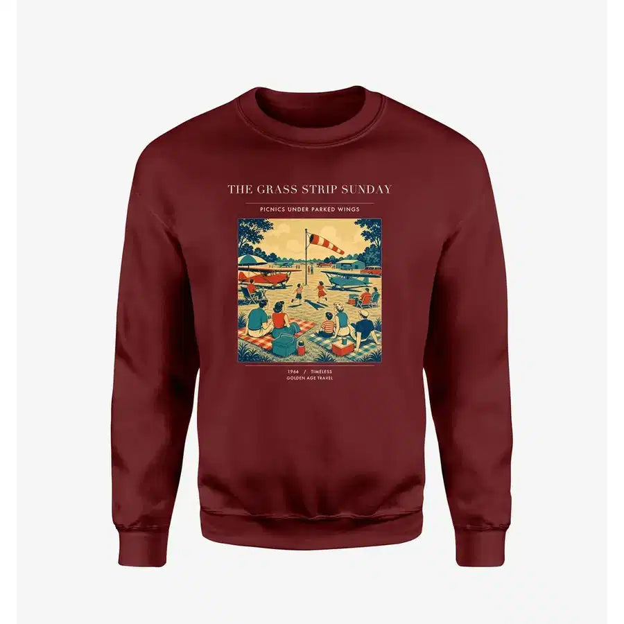 VINTAGE G4241 - The Grass Strip Sunday - Designed Sweatshirts design on winered