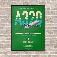 Thumbnail for Airbus A320neo vertical canvas print - framed - green background