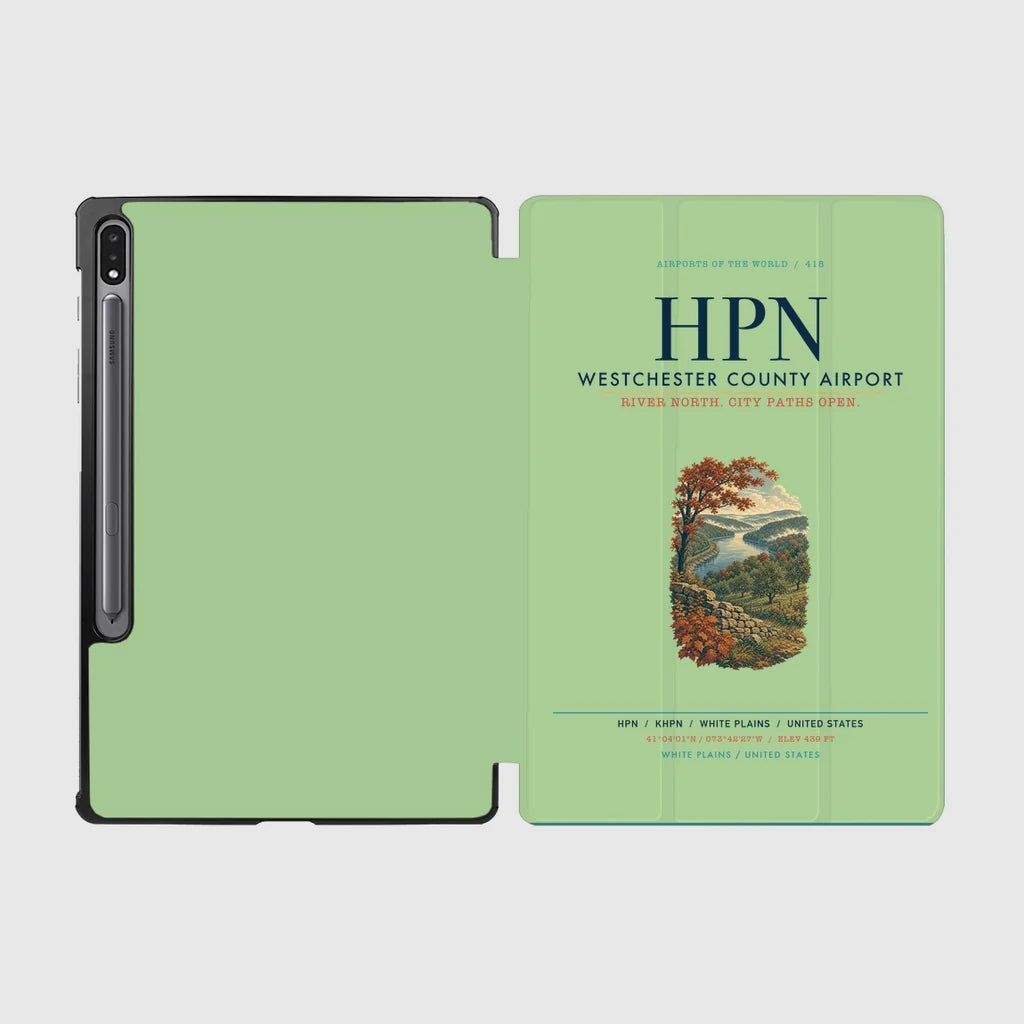 Westchester County Airport (HPN) design on light green samsung tablet tablet case