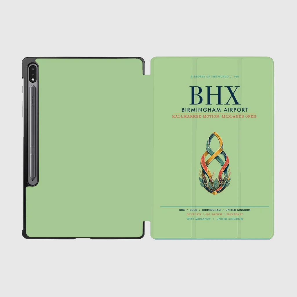 Birmingham Airport (BHX) design on light green samsung tablet tablet case