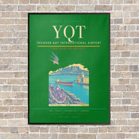 Thumbnail for Thunder Bay International Airport YQT vertical canvas print - framed - green background