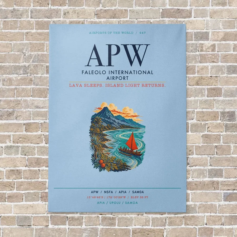 Faleolo International Airport APW vertical canvas print - no frame - light blue background