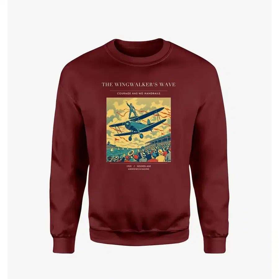 VINTAGE G4157 - The Wingwalker's Wave - Designed Sweatshirts design on winered