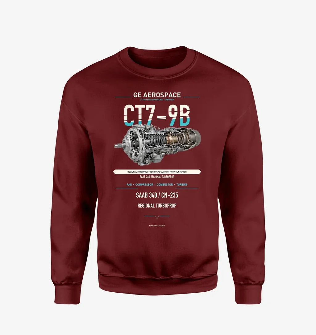 CT7-9B design on wine red sweatshirt