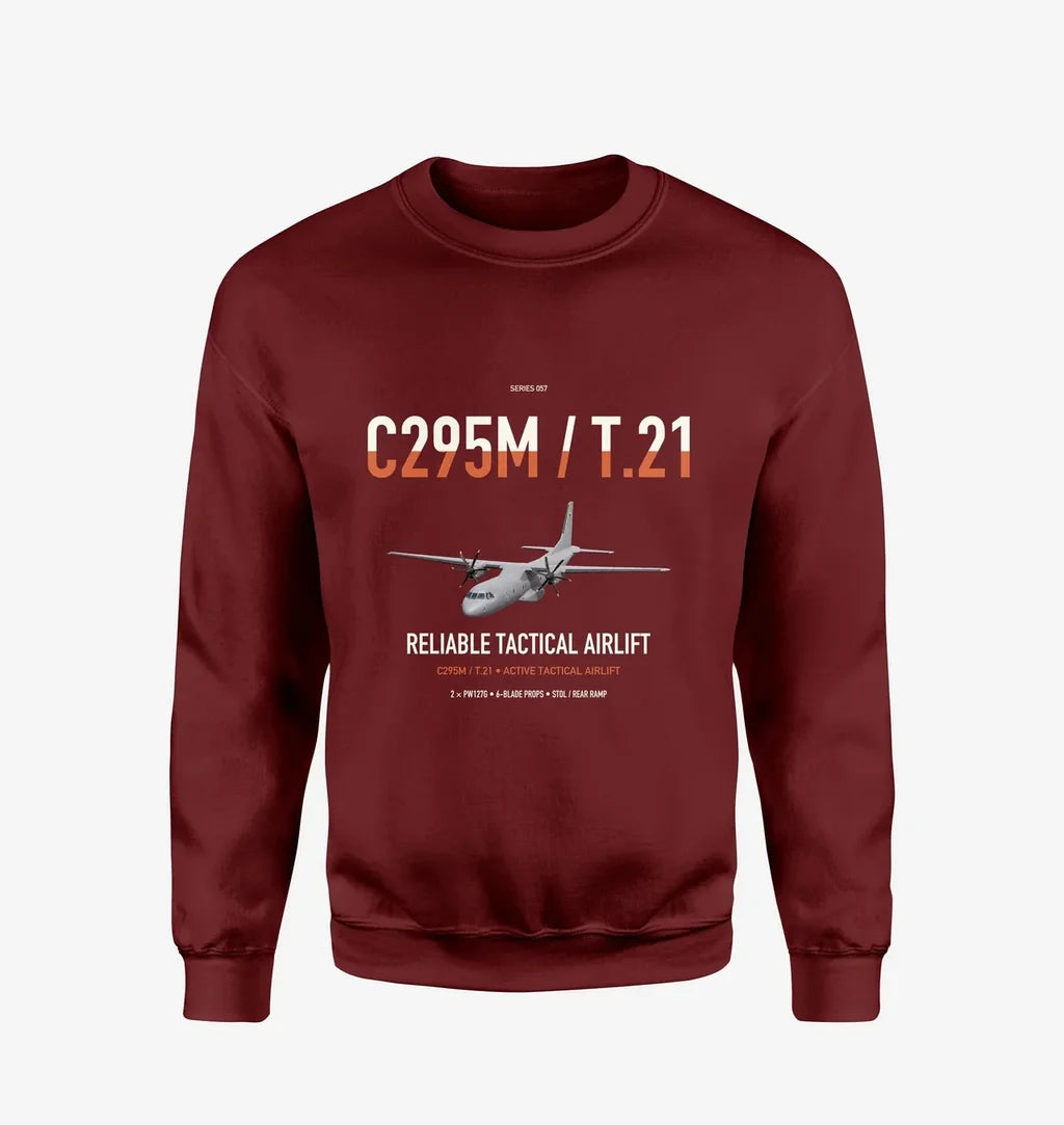 Airbus C295M T.21 design on wine red sweatshirt