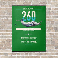 Thumbnail for Beechcraft King Air 260 vertical canvas print - framed - green background