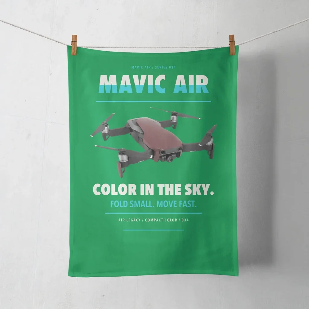 DJI Mavic Air design on green towel