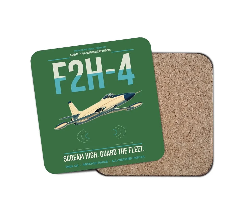 F2H-4 Banshee design on green 1 piece coaster