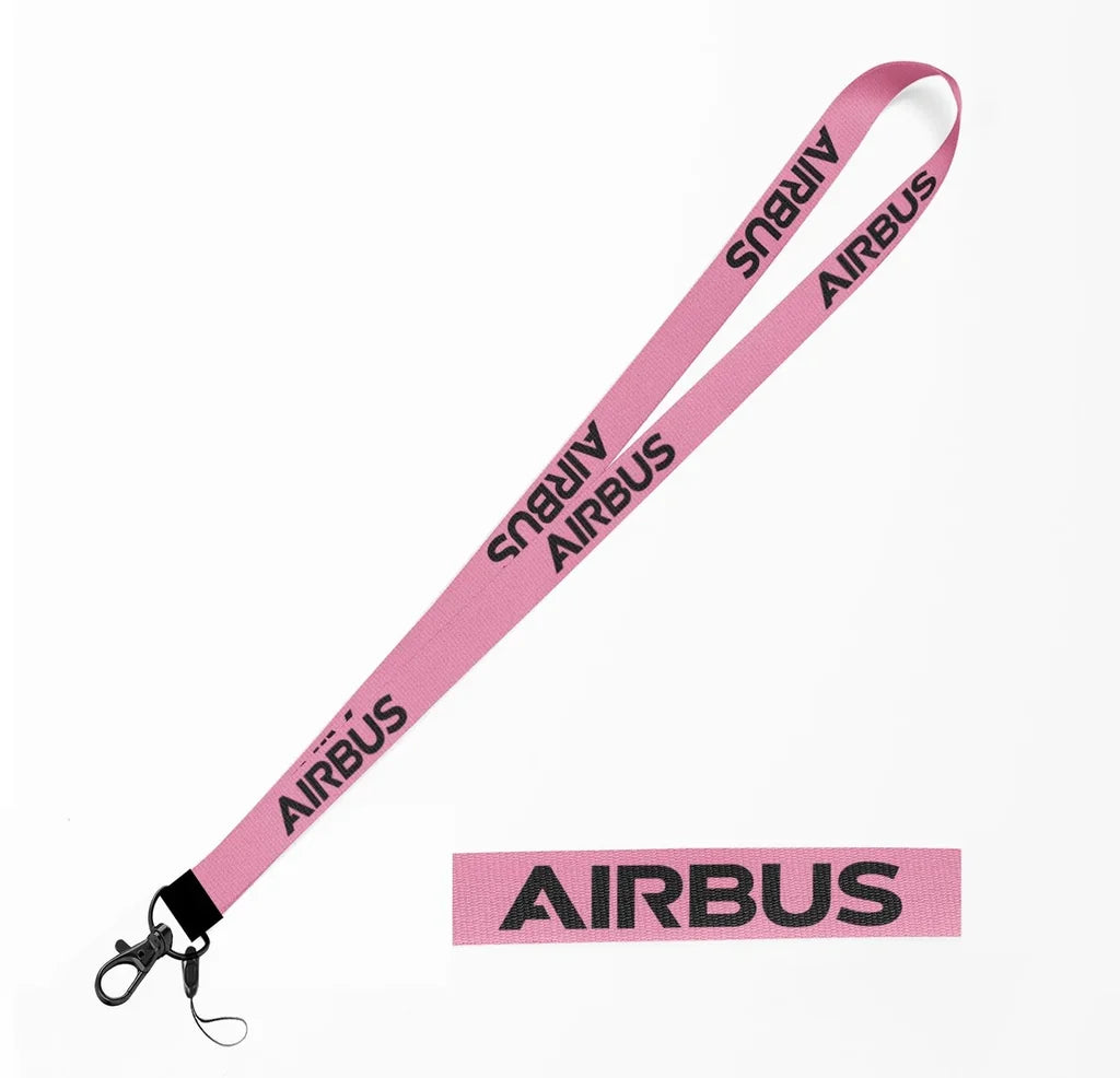 Airbus & Text lanyard and ID holder in pink