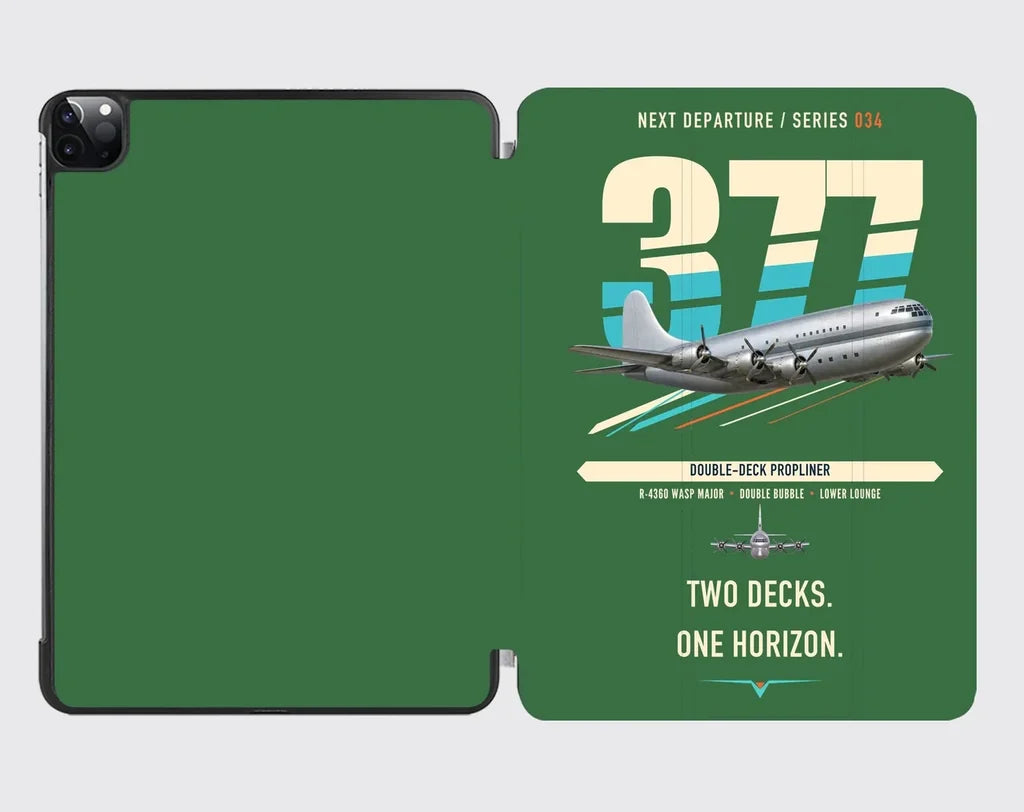 Boeing 377 Stratocruiser design on green ipad tablet case
