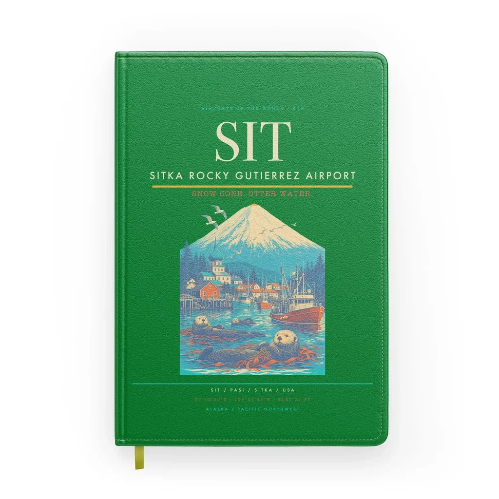 Sitka Rocky Gutierrez Airport (SIT) design on green notebook