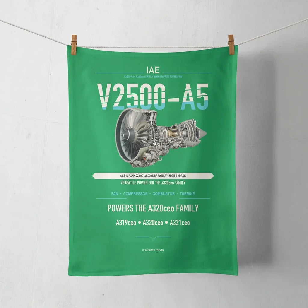 V2500-A5 design on green towel