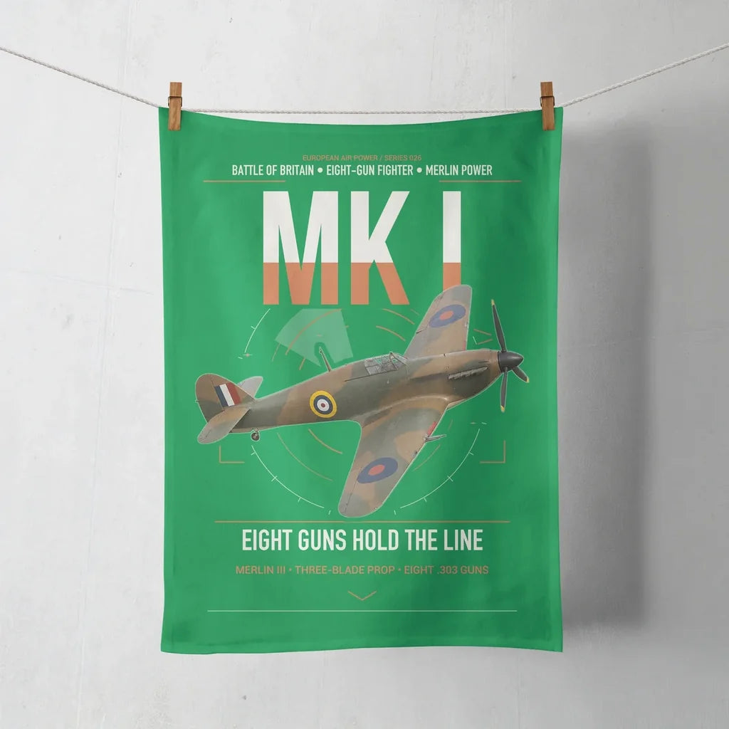 Hawker Hurricane Mk I design on green towel