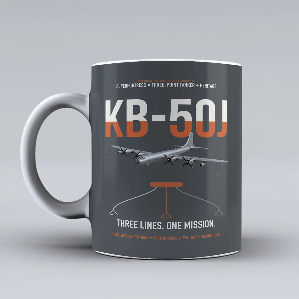 KB-50J Superfortress design on gray ceramic mug, double-side print