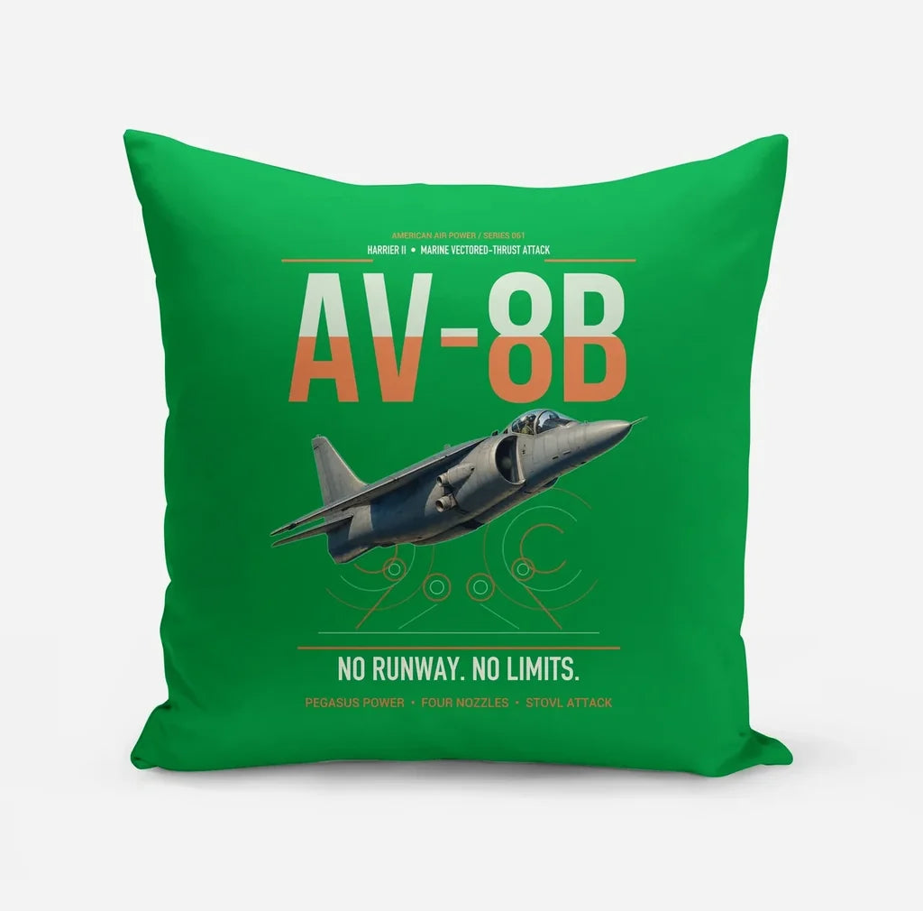 AV-8B Harrier II design on green pillow