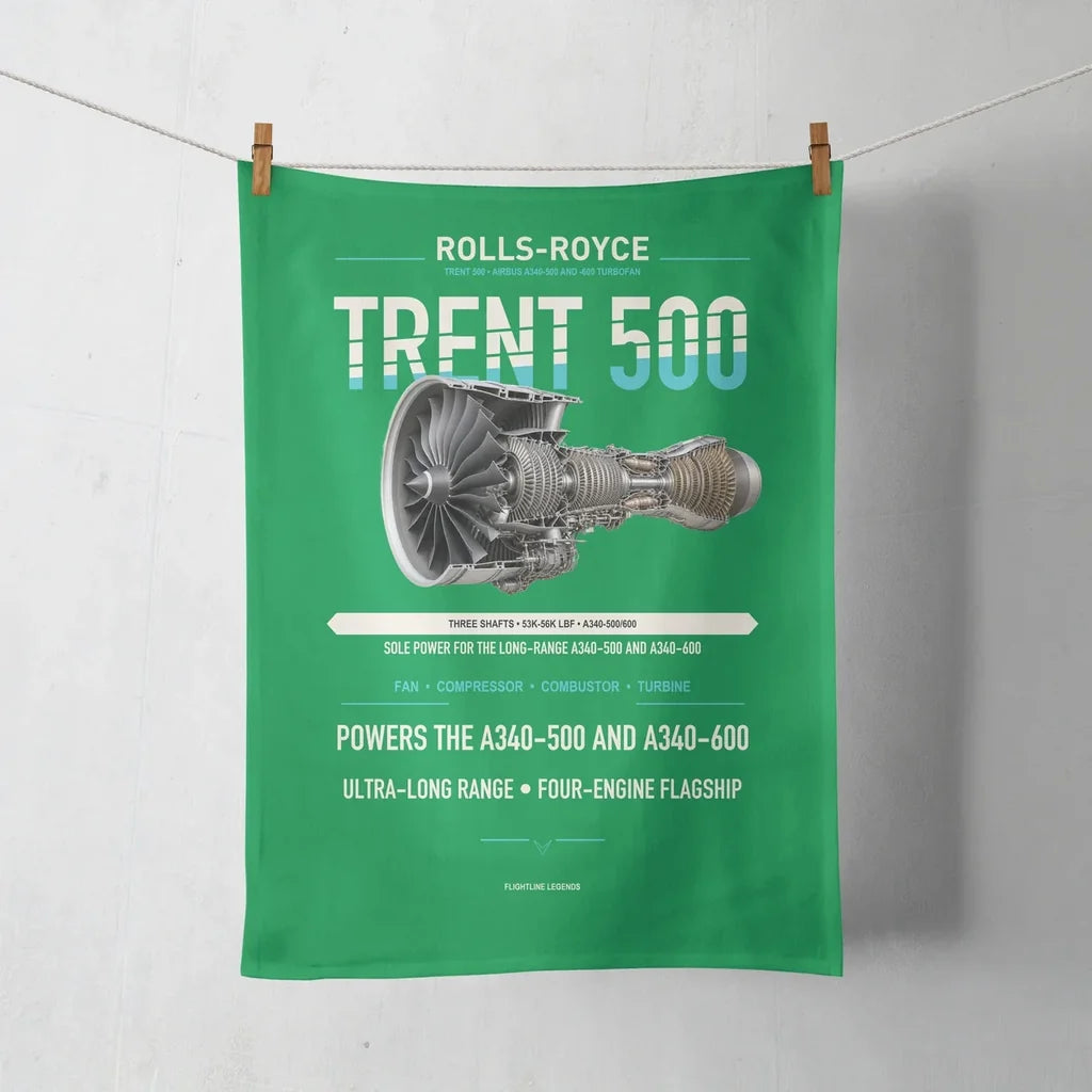 TRENT 500 design on green towel
