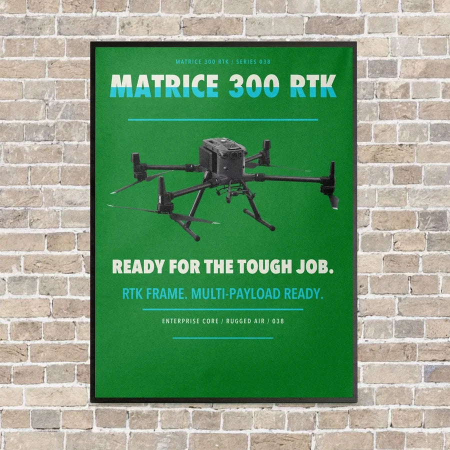 DJI Matrice 300 RTK vertical canvas print - framed - green background
