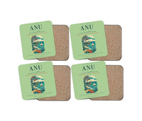 Thumbnail for V. C. Bird International Airport (ANU) design on light green 4 pieces set coaster
