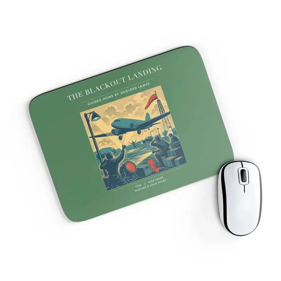 VINTAGE G4501 - The Blackout Landing - Designed Mouse Pads design on green rectangle