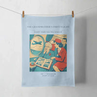 Thumbnail for VINTAGE G4423 - The Grandmother's First Flight - Designed Towels design on lightblue