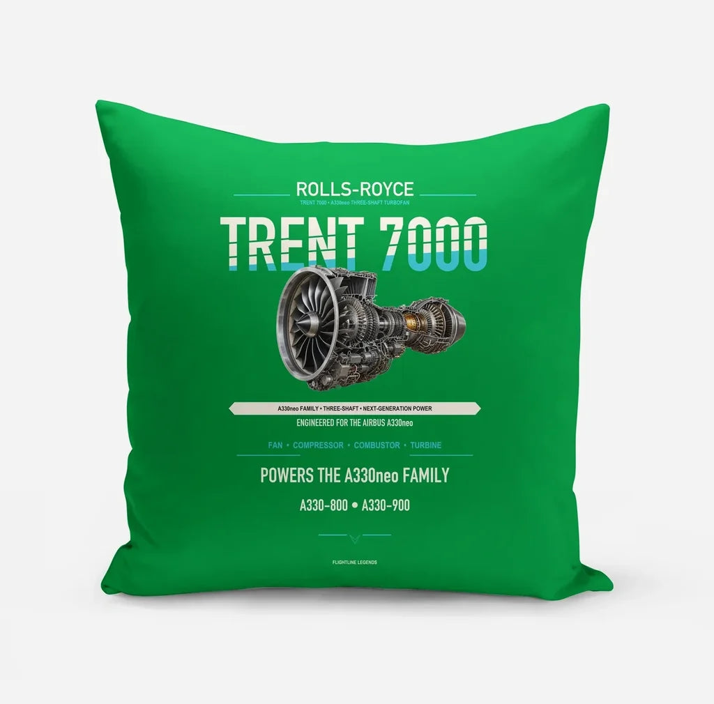 TRENT 7000 design on green pillow