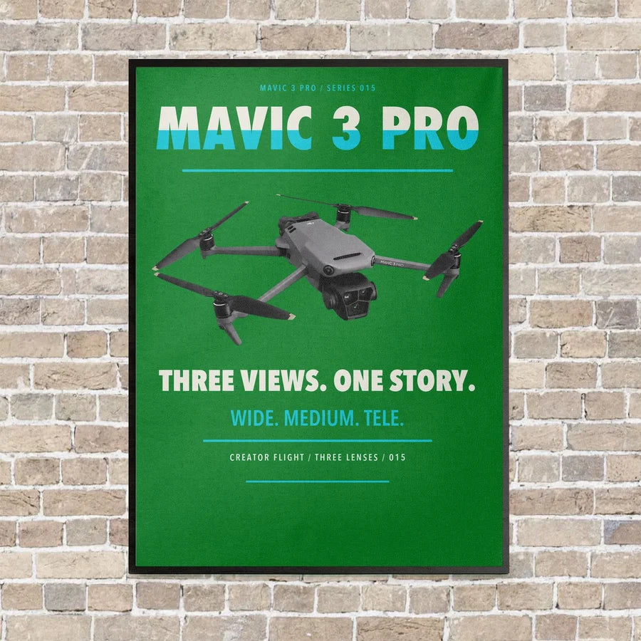 DJI Mavic 3 Pro vertical canvas print - framed - green background